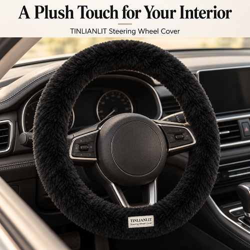 TINLIANLIT Plush Steering Wheel Cover view 2