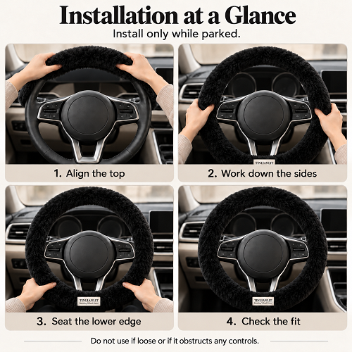TINLIANLIT Plush Steering Wheel Cover view 3